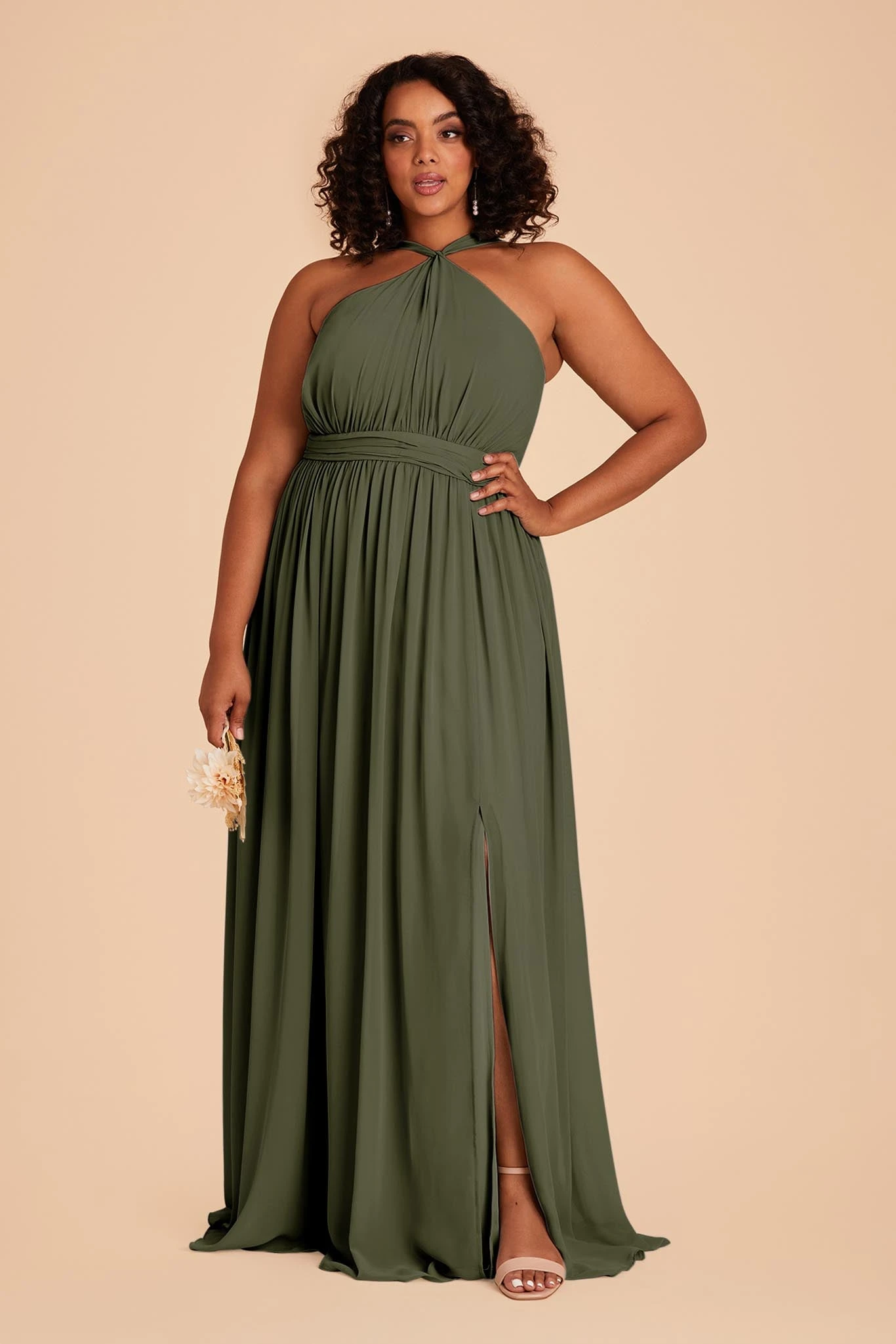 Kiko Chiffon Dress - Olive - Image 2