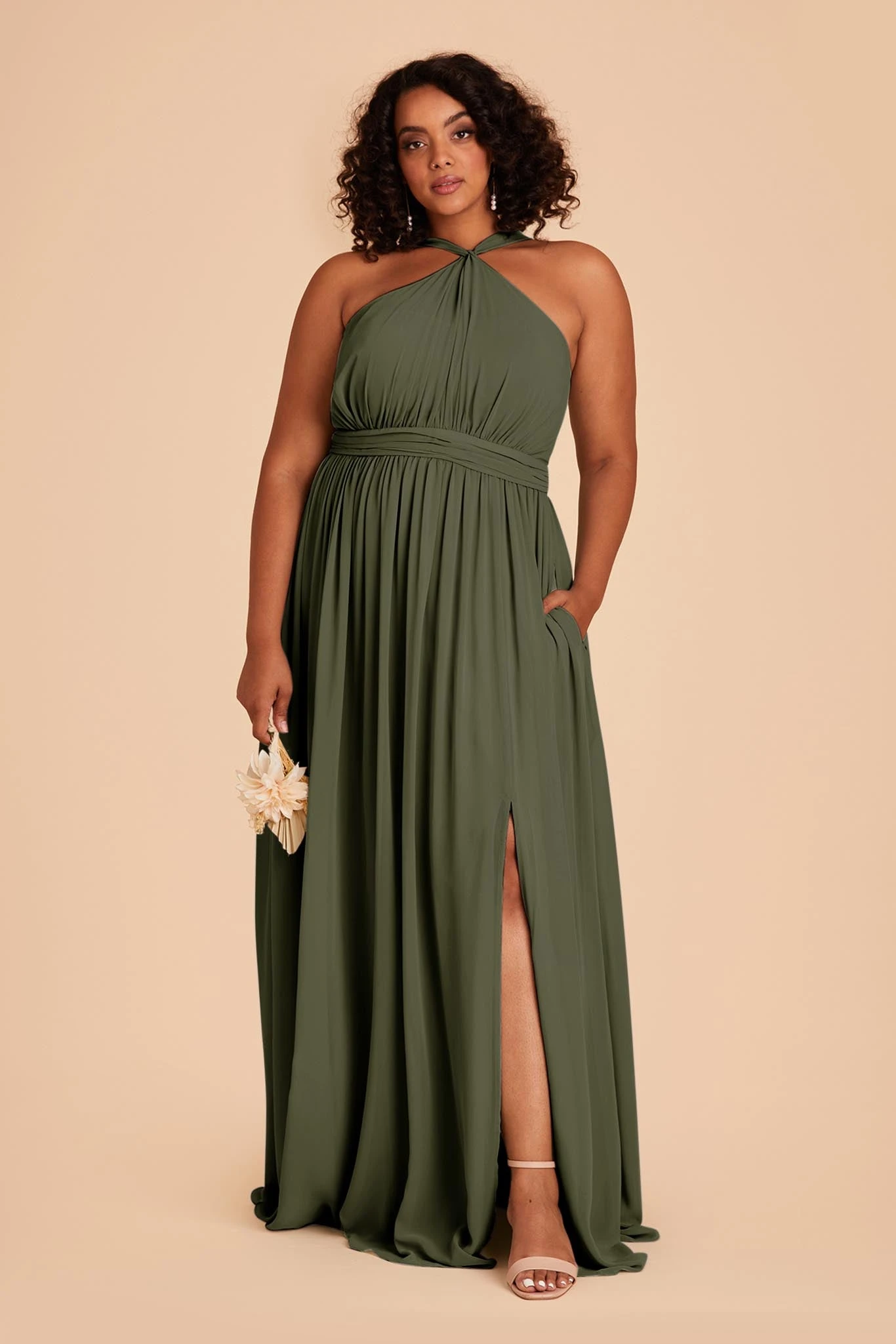 Kiko Chiffon Dress - Olive - Image 6