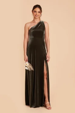 Kira Velvet Dress - Olive