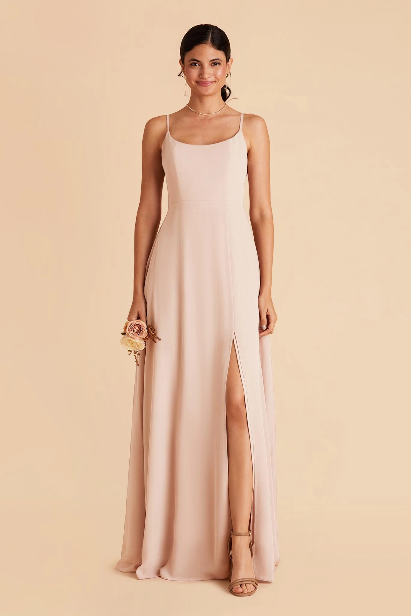Amy Chiffon Dress - Pale Blush - Image 5