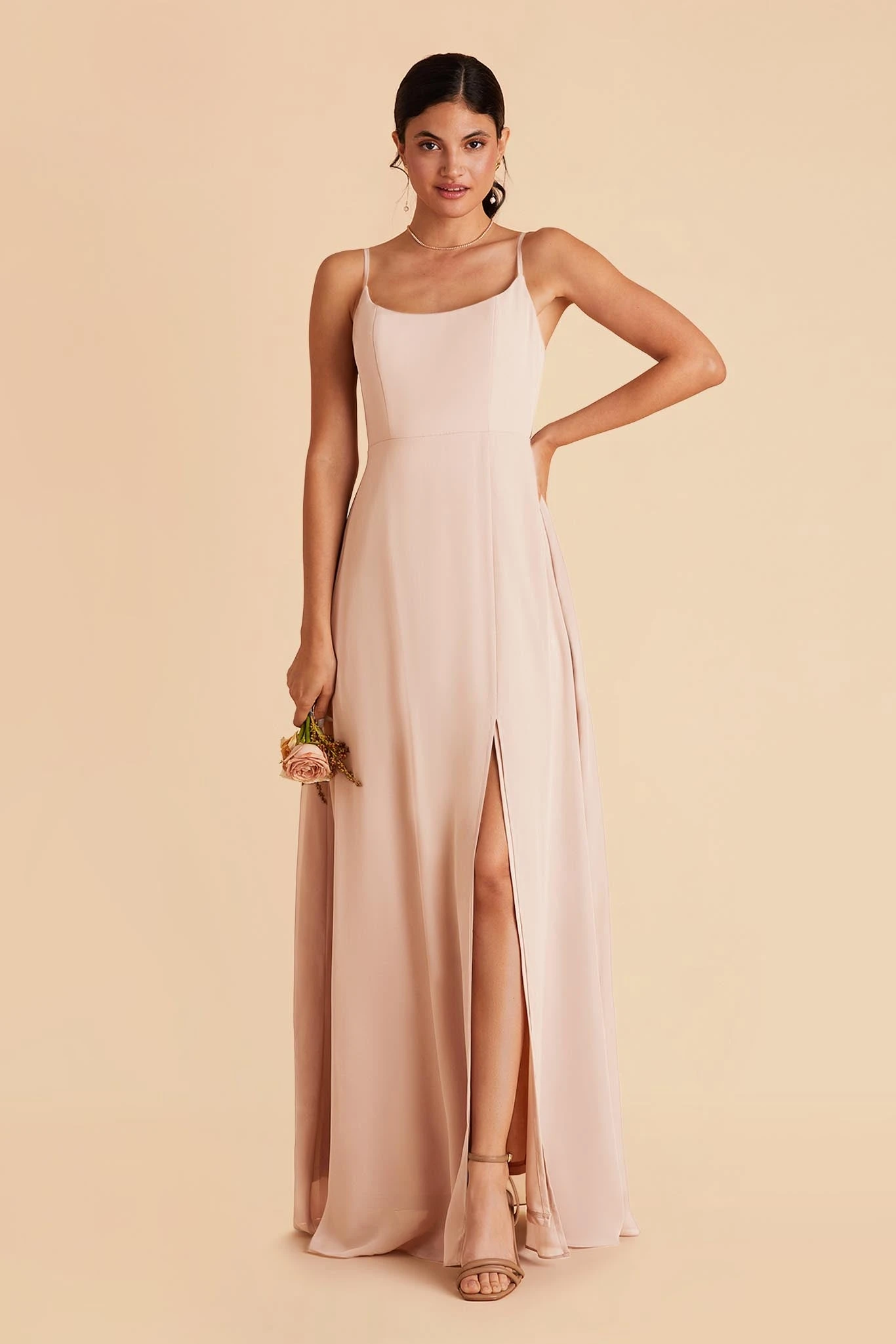 Amy Chiffon Dress - Pale Blush - Image 4