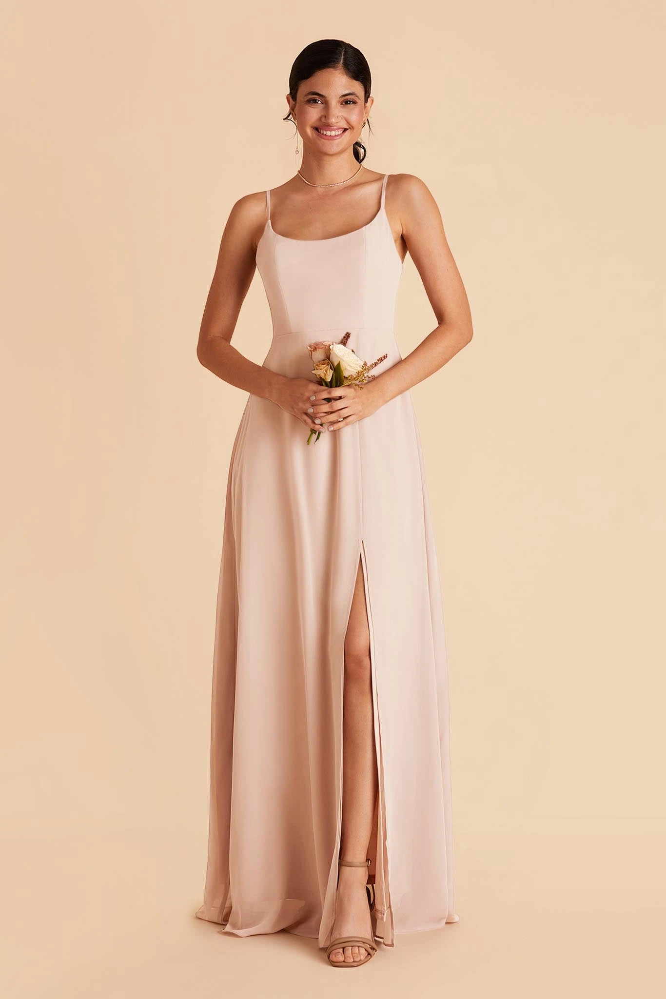 Amy Chiffon Dress - Pale Blush