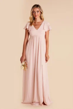 Hannah Empire Dress - Pale Blush