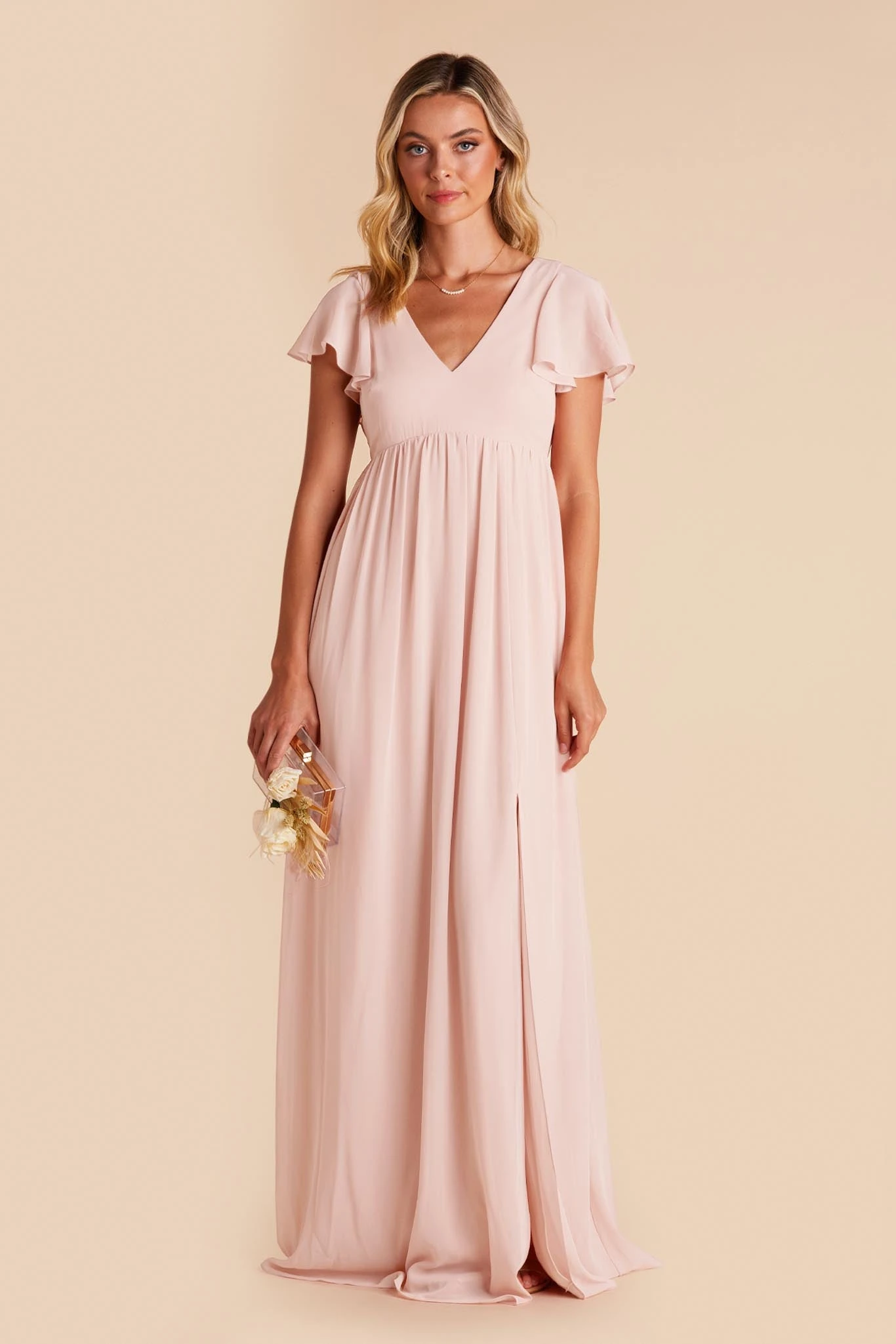 Hannah Empire Dress - Pale Blush