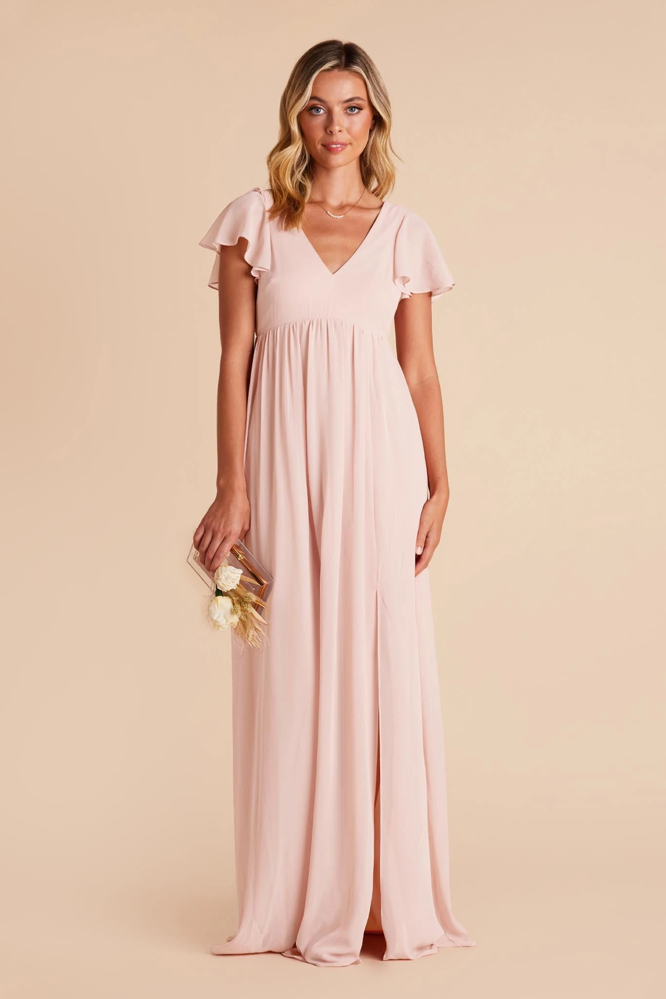 Hannah Empire Dress - Pale Blush - Image 4