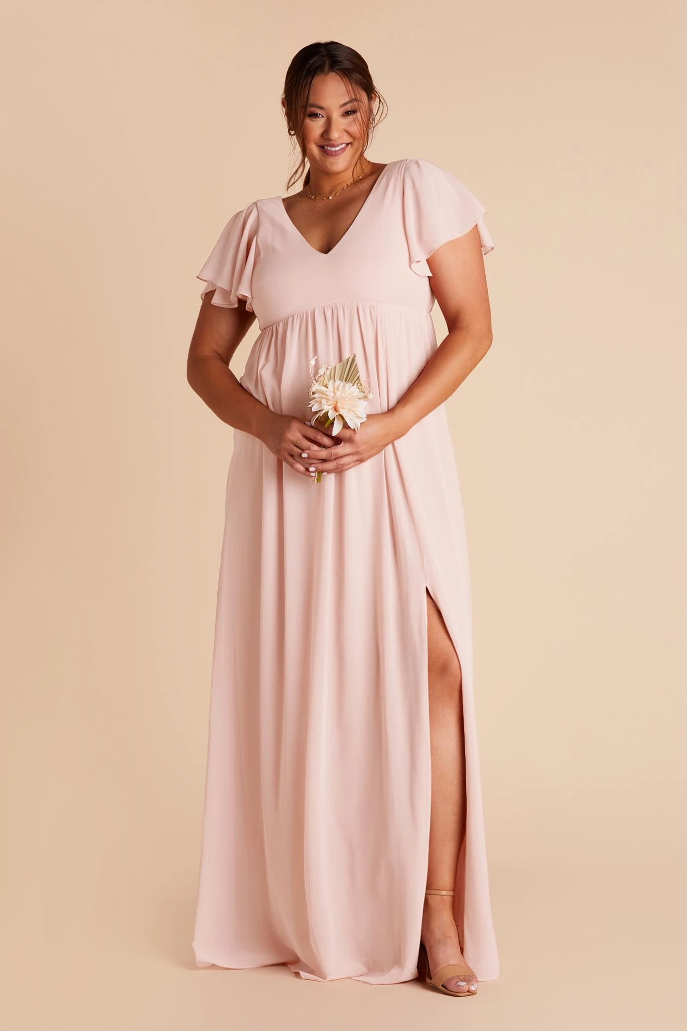 Hannah Empire Dress - Pale Blush - Image 8