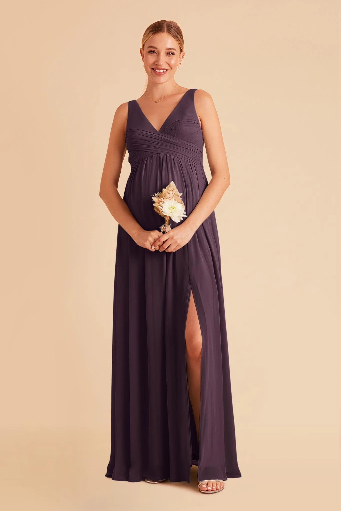Laurie Empire Dress - Plum - Image 6