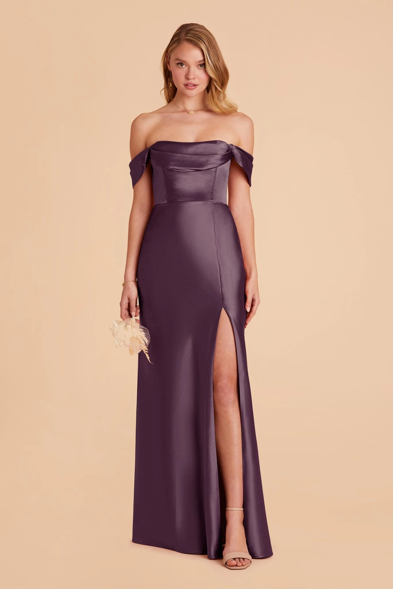 Mia Shiny Satin Convertible Dress - Plum - Image 5