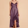 YC Shiny Satin Midi Dress - Plum