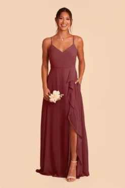 Theresa Chiffon Dress - Rosewood