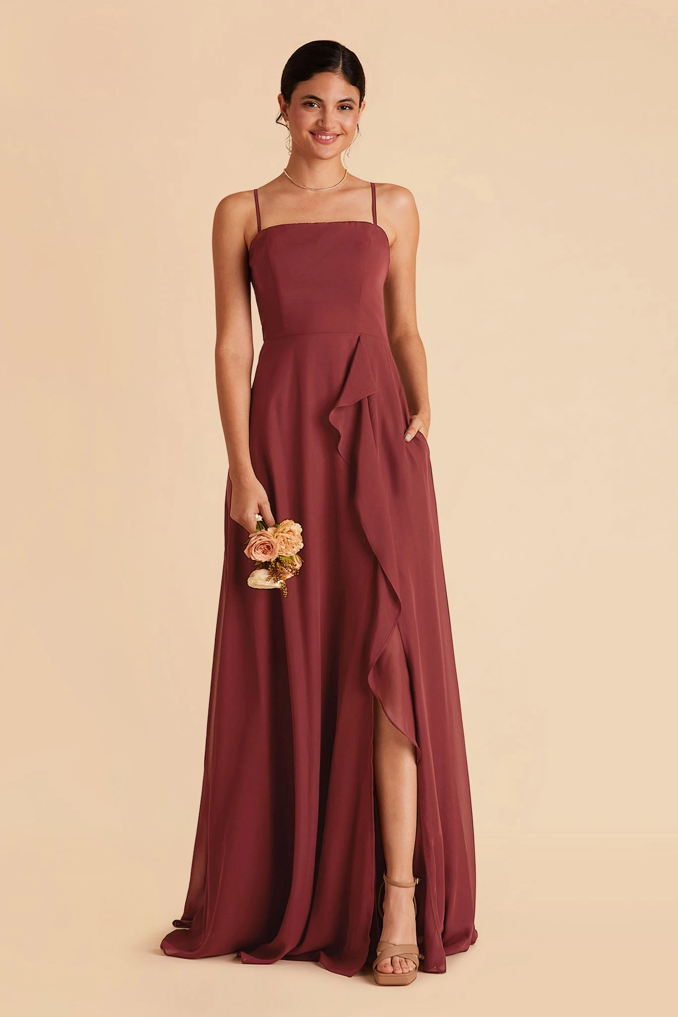 Winnie Convertible Chiffon Dress - Rosewood