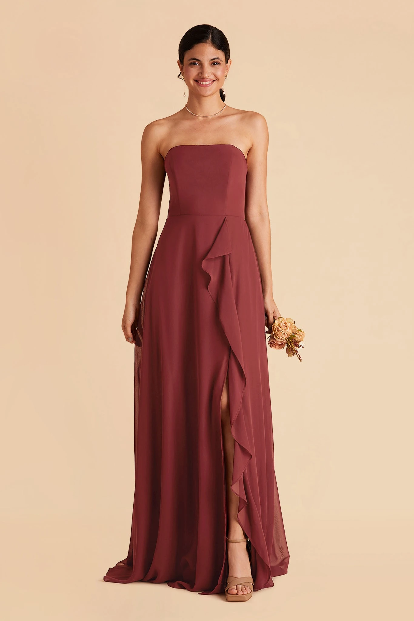 Winnie Convertible Chiffon Dress - Rosewood - Image 3