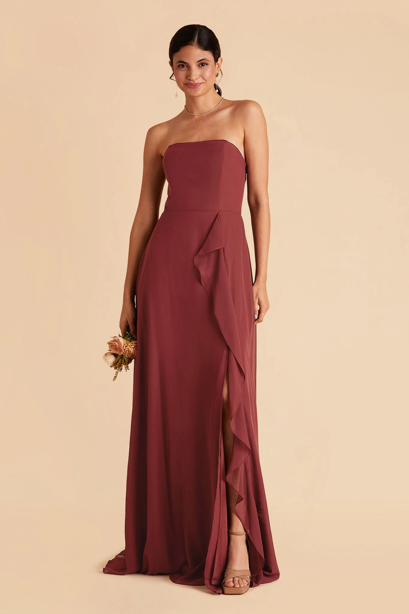 Winnie Convertible Chiffon Dress - Rosewood - Image 4