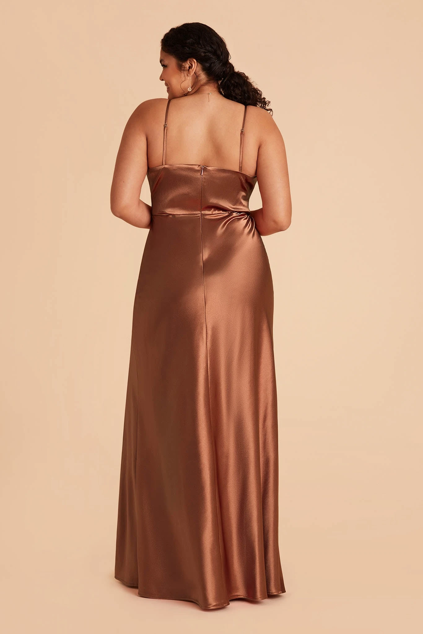 Mia Shiny Satin Convertible Dress - Rust - Image 11