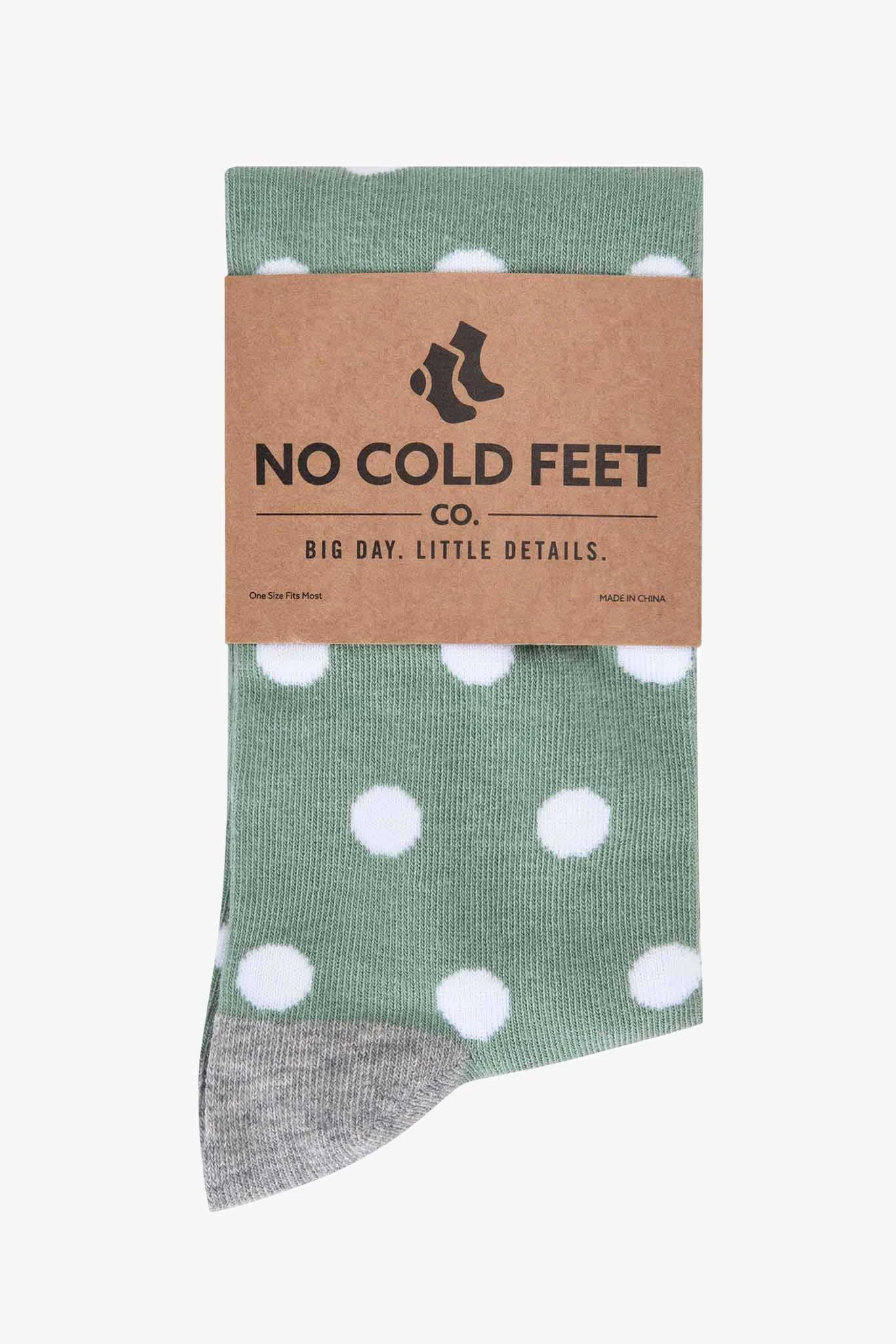 Polka Dot Groomsmen Socks By No Cold Feet - Sage - Image 3