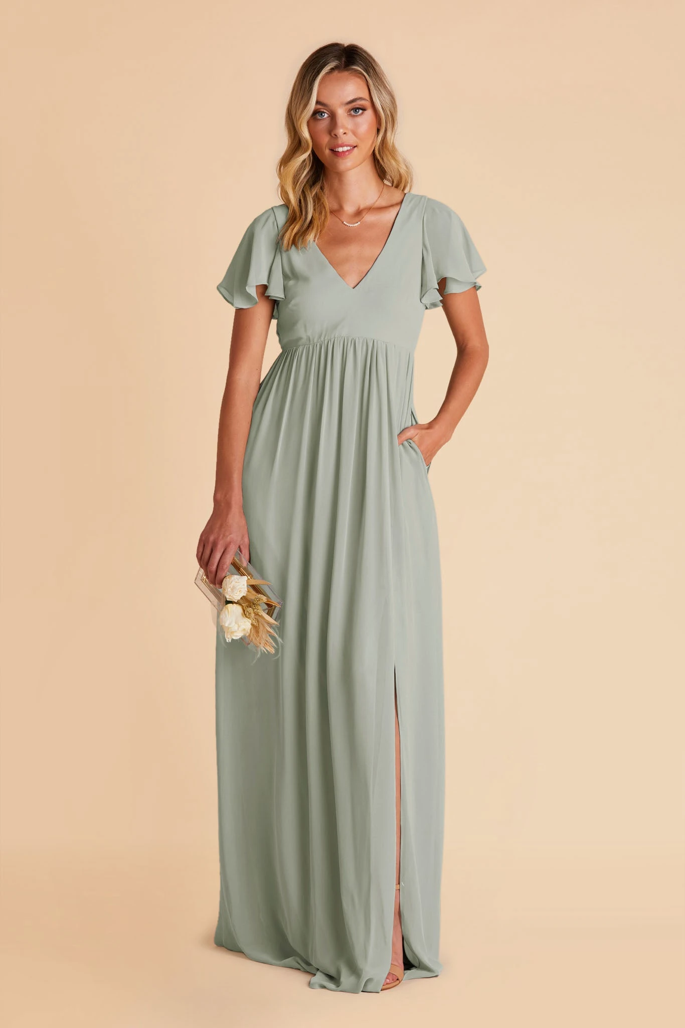 Hannah Empire Dress - Sage - Image 6