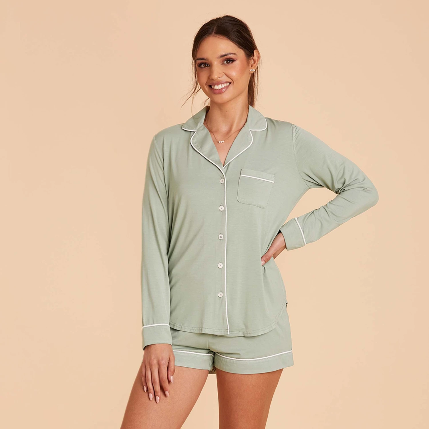Jonny Long Sleeve Pajama Set - Sage