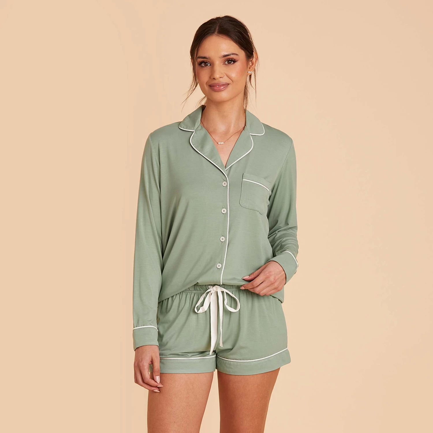 Jonny Long Sleeve Pajama Set - Sage - Image 3
