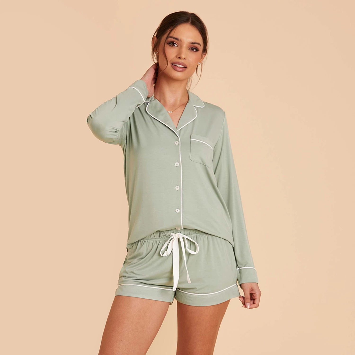 Jonny Long Sleeve Pajama Set - Sage - Image 4