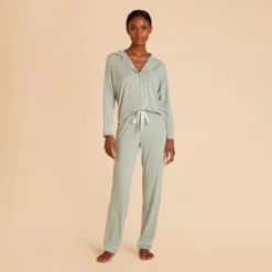 Jonny Long Sleeve Pajama And Pants Set - Sage
