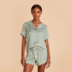 Jonny Satin Pajama Set - Sage