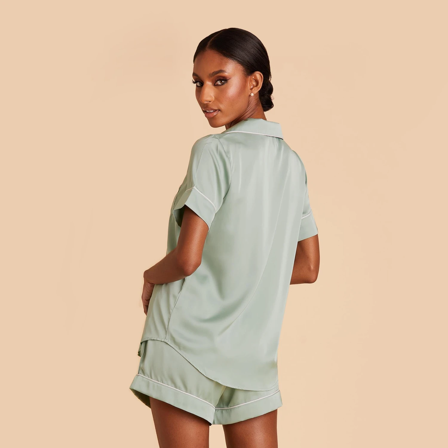 Jonny Satin Pajama Set - Sage - Image 3