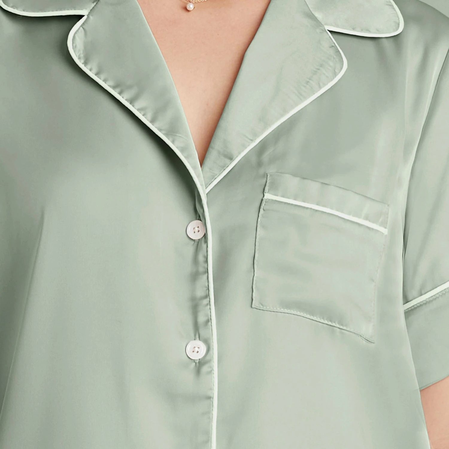 Jonny Satin Pajama Set - Sage - Image 8