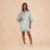 Kenny Ruffle Satin Robe - Sage