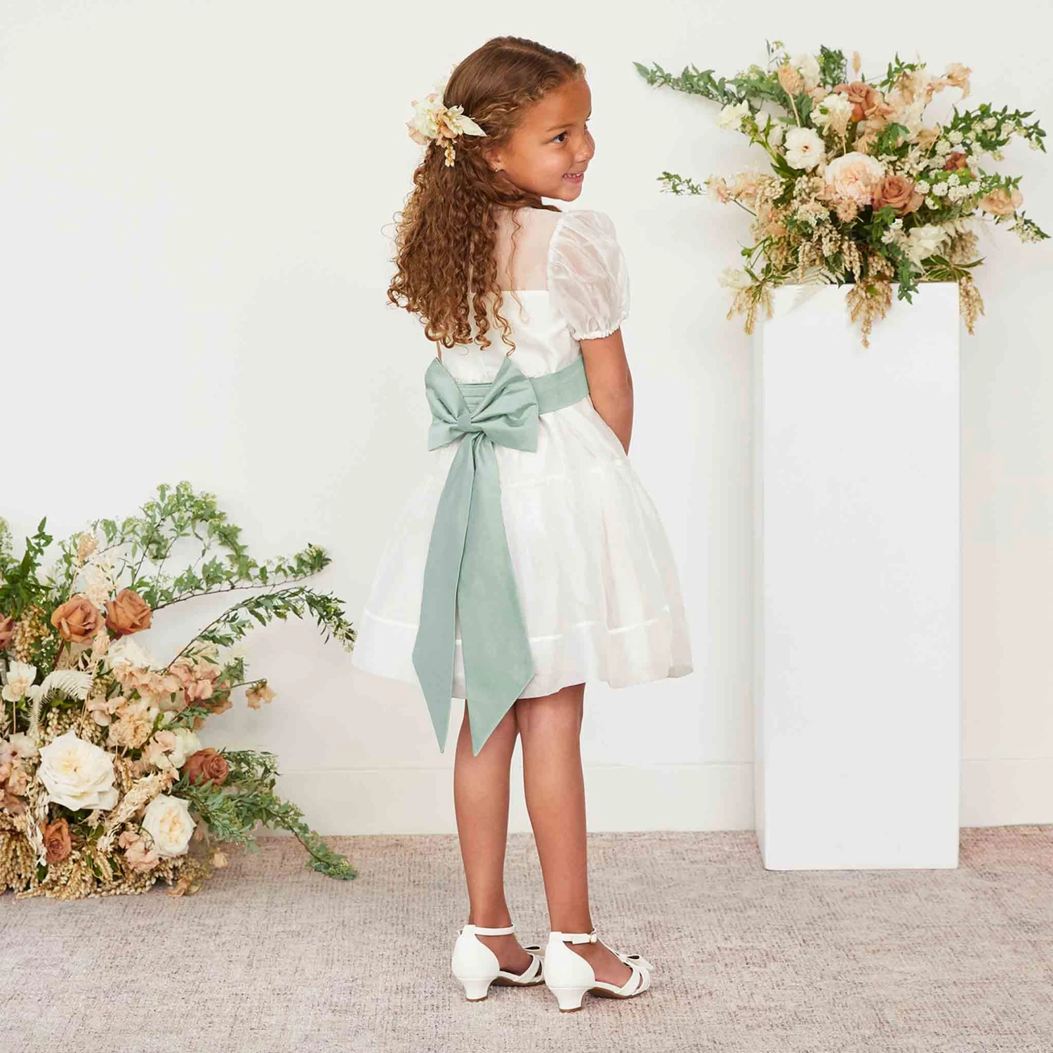 Liz Flower Girl Sash - Sage - Image 4