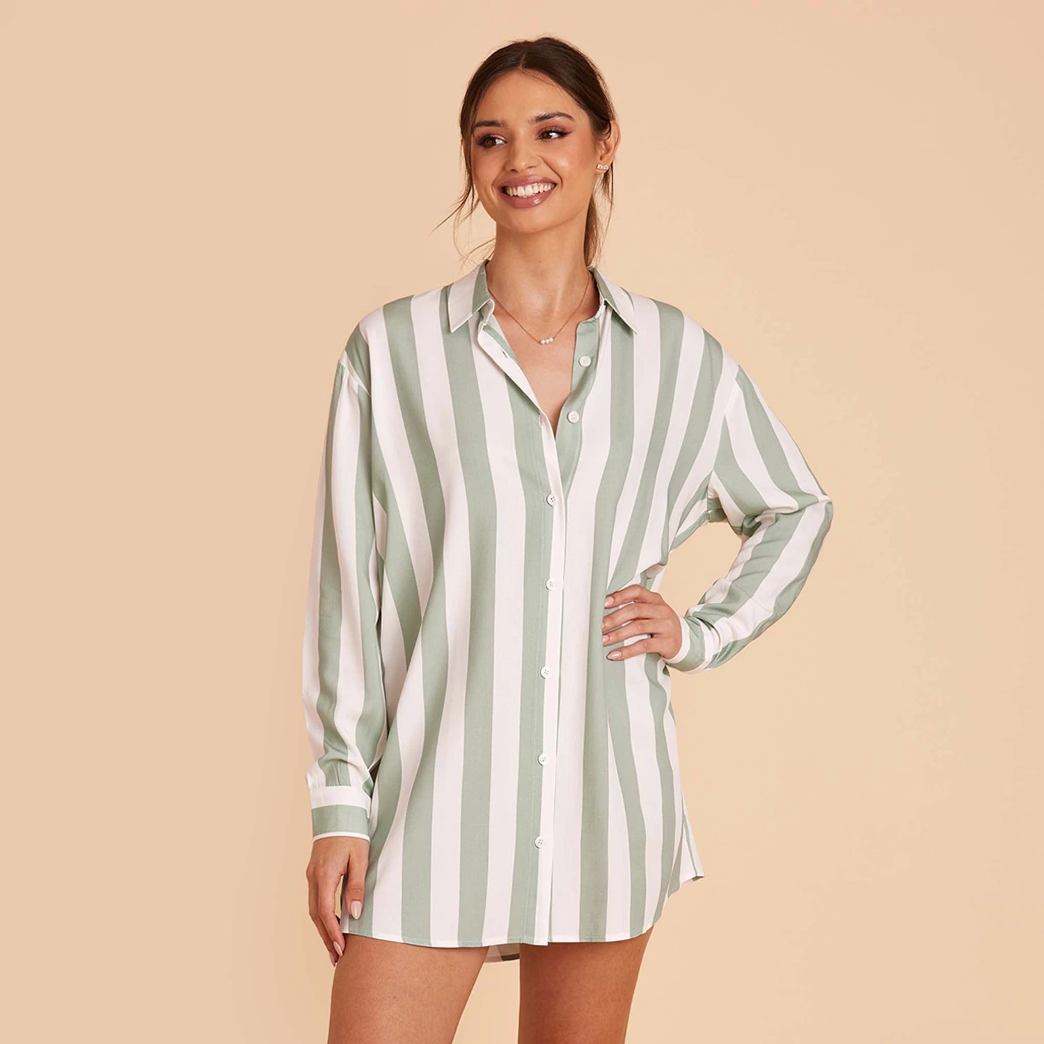 Eddie Sleepshirt - Sage Stripe