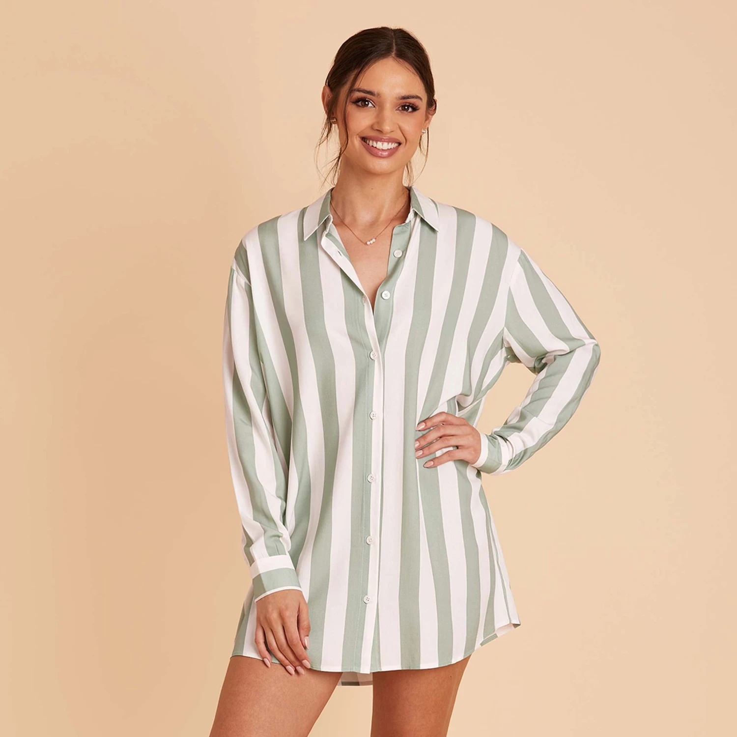Eddie Sleepshirt - Sage Stripe - Image 3