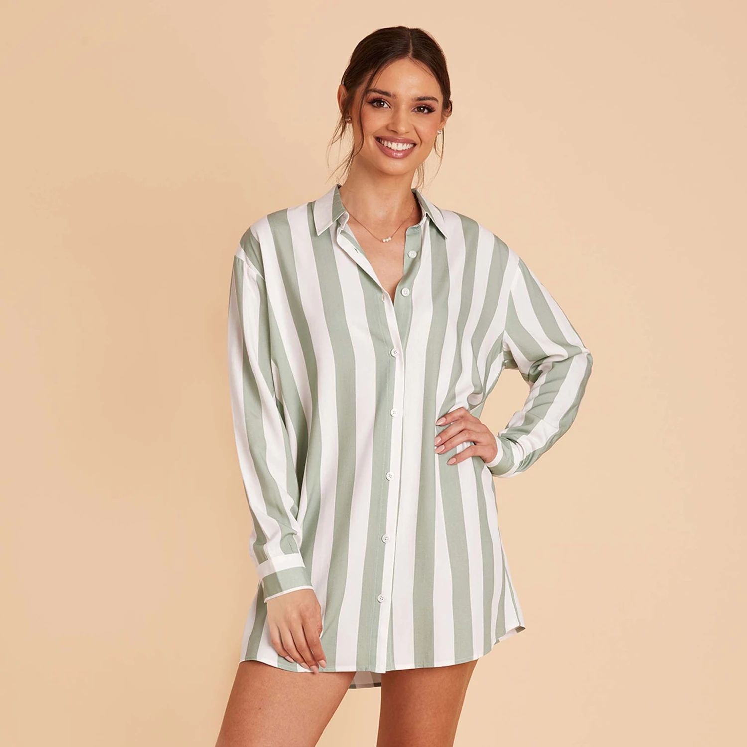 Eddie Sleepshirt - Sage Stripe - Image 4