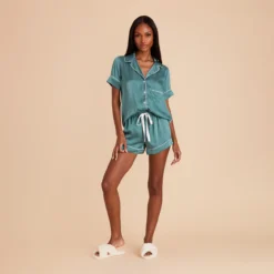 Jonny Satin Pajama Set - Sea Glass