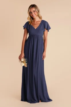 Hannah Empire Dress - Slate Blue