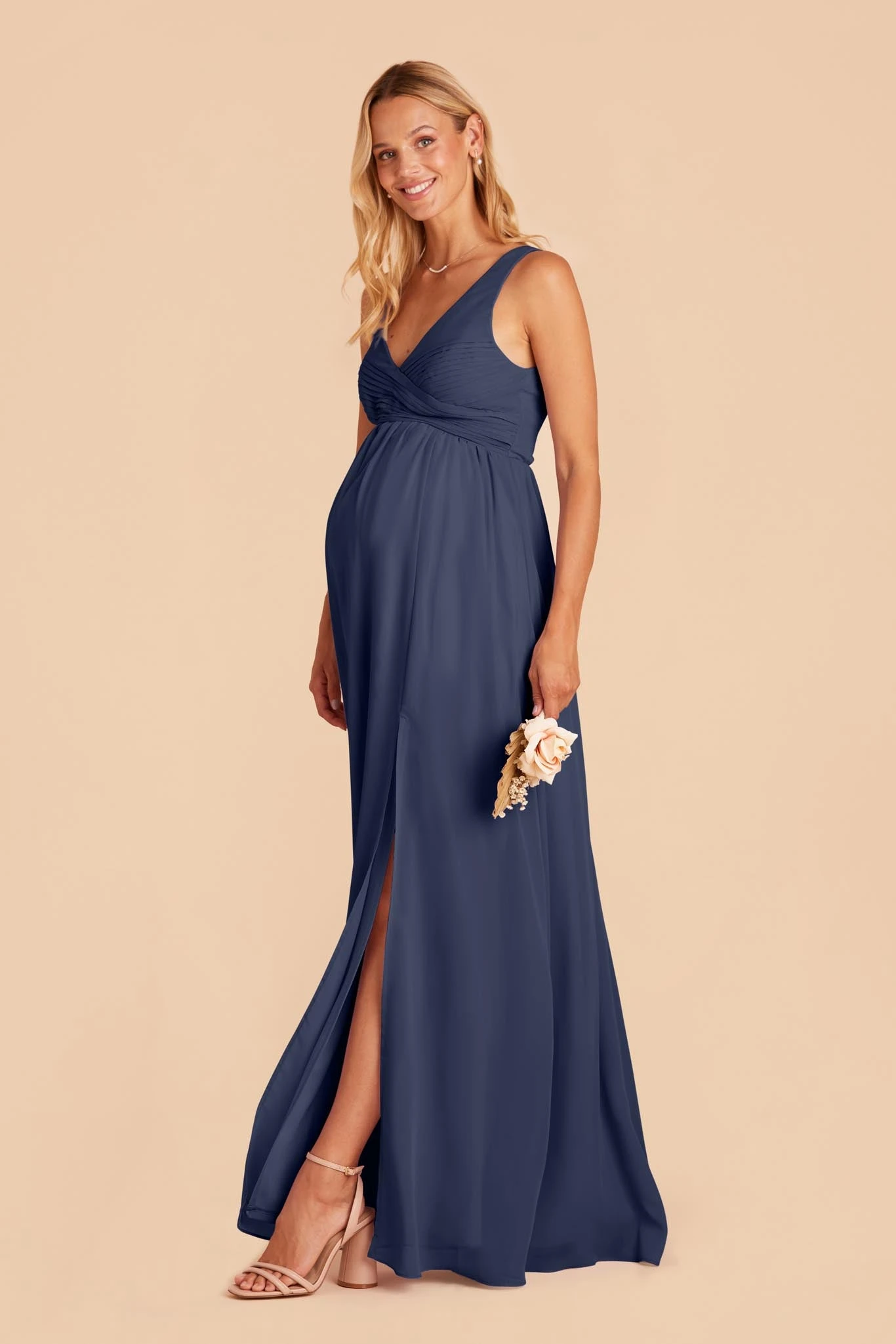 Laurie Empire Dress - Slate Blue - Image 2