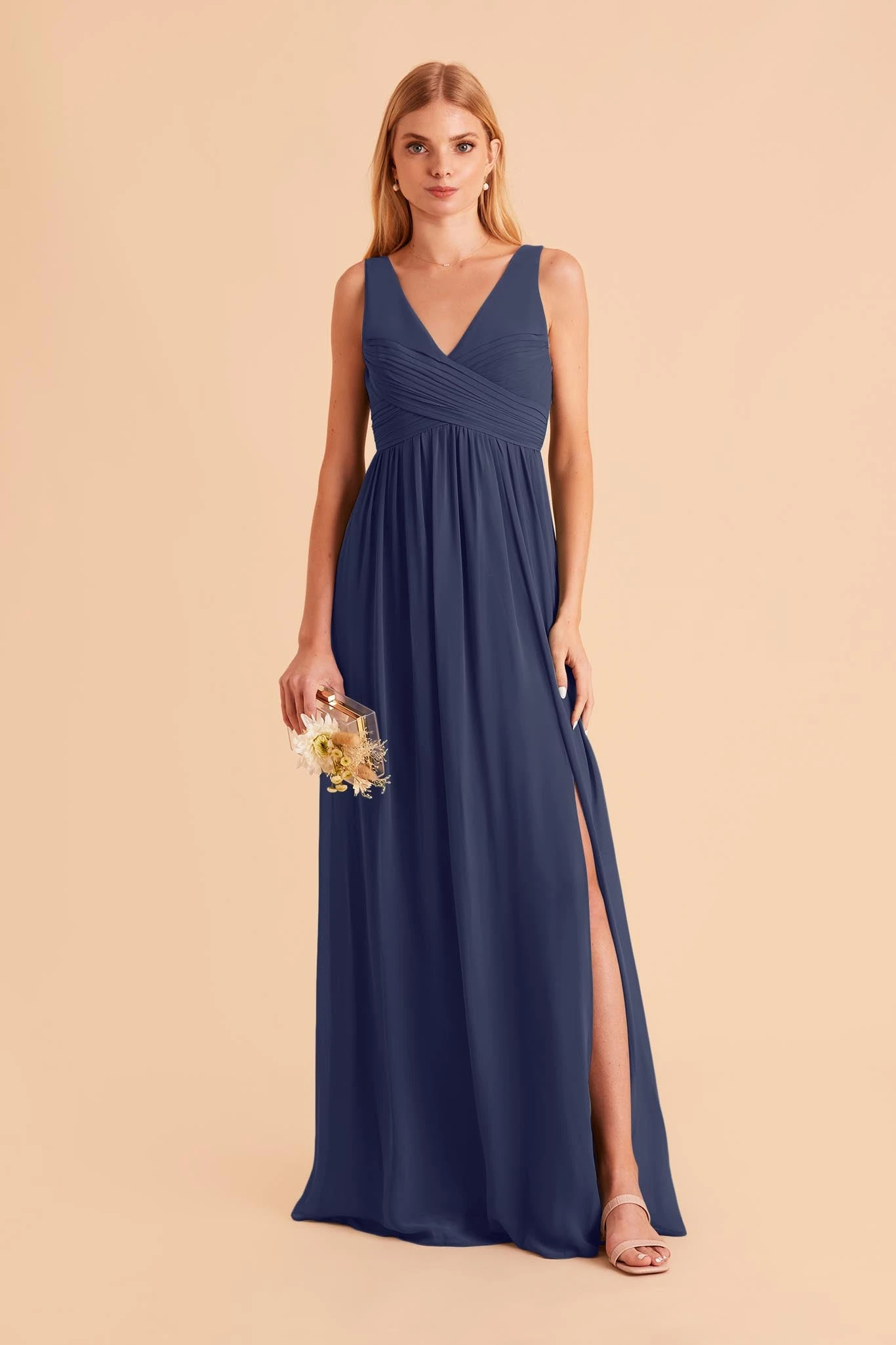 Laurie Empire Dress - Slate Blue - Image 4