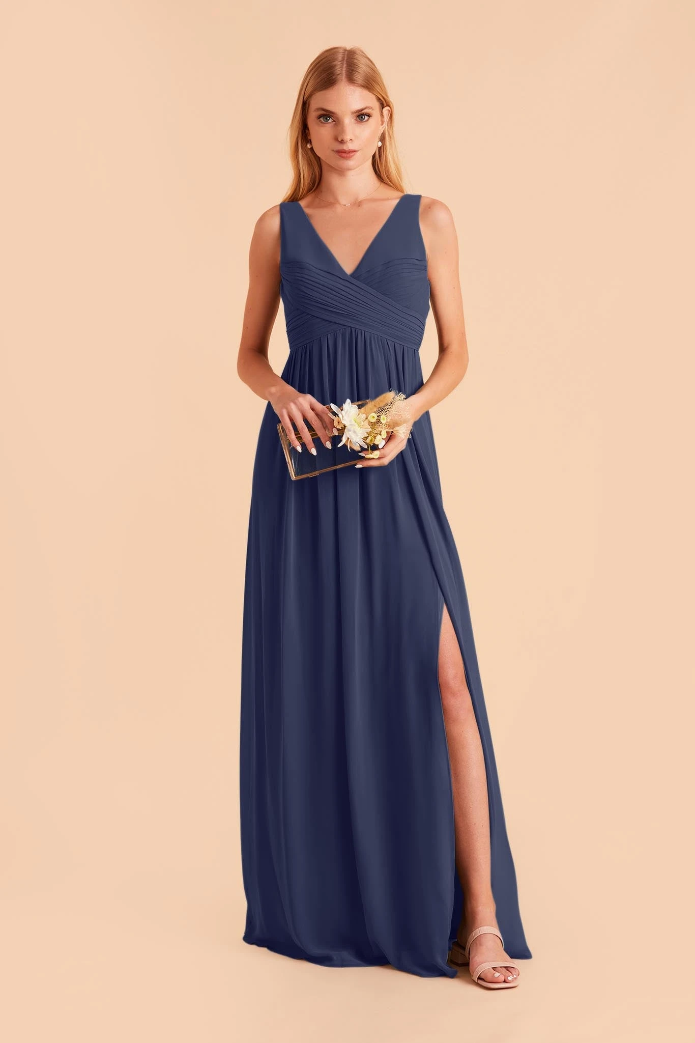 Laurie Empire Dress - Slate Blue - Image 3