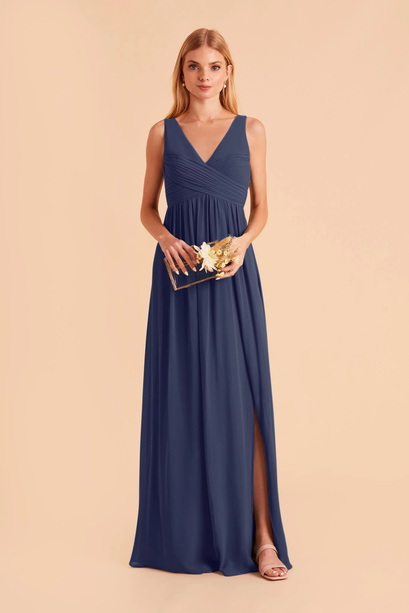 Laurie Empire Dress - Slate Blue - Image 5