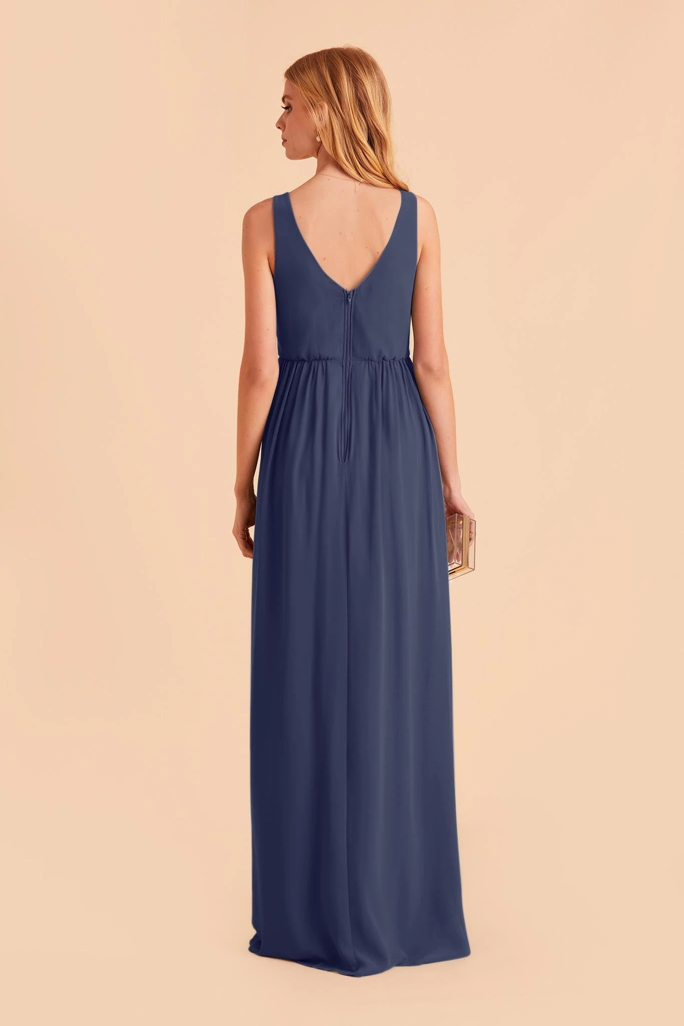Laurie Empire Dress - Slate Blue - Image 6
