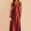 Cindy Shiny Satin Dress - Spice