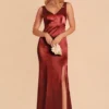 Gloria Shiny Satin Dress - Spice
