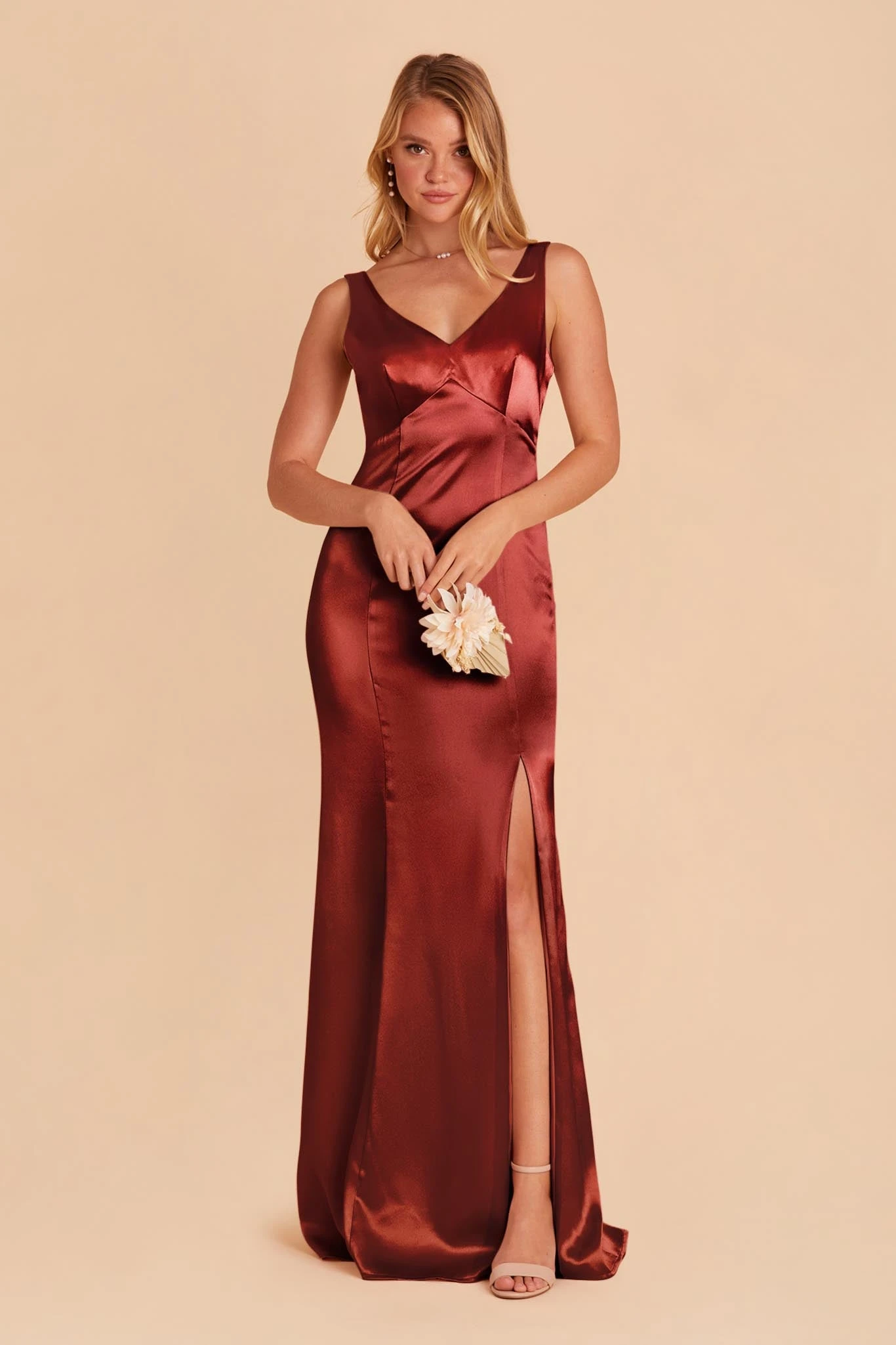 Gloria Shiny Satin Dress - Spice