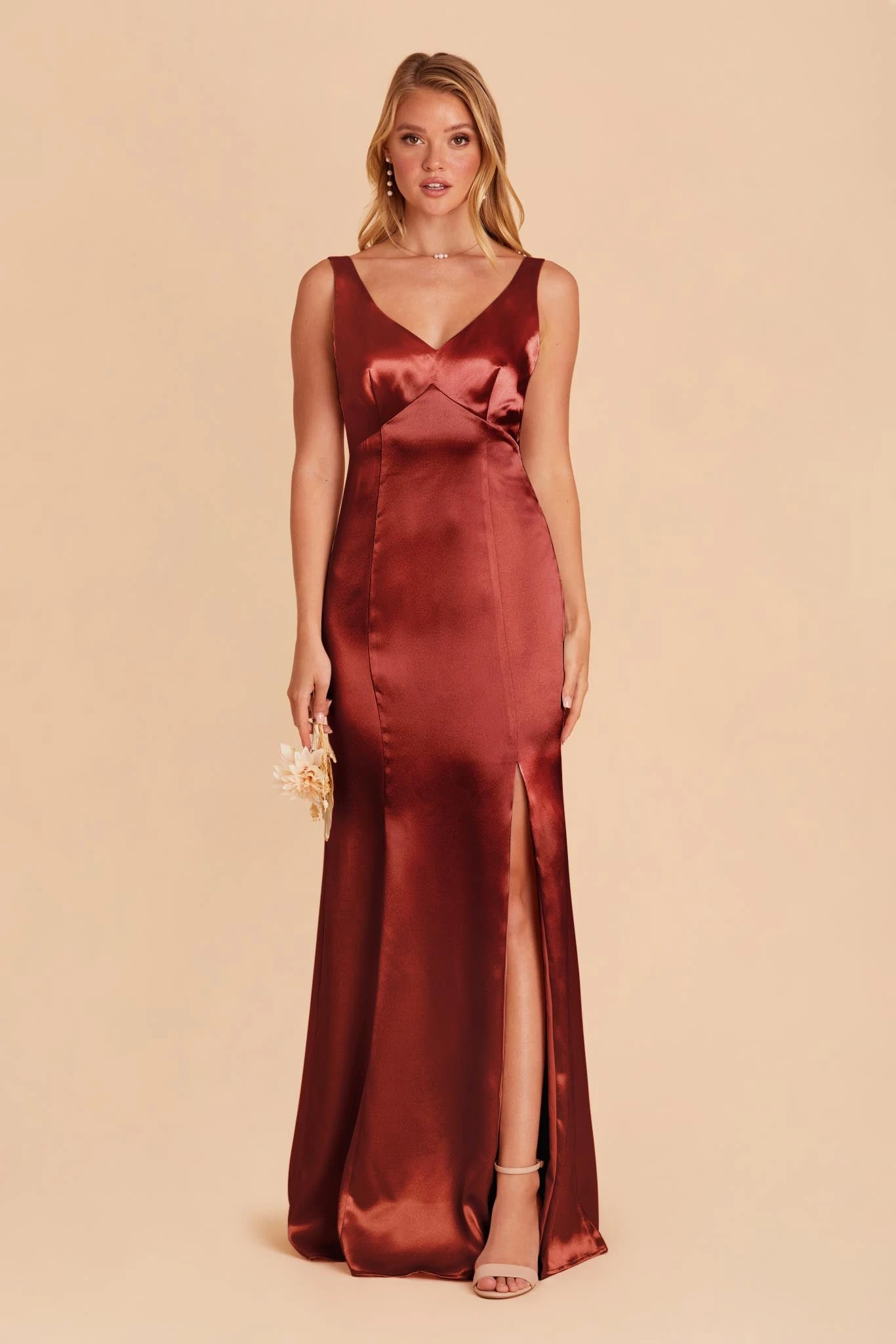 Gloria Shiny Satin Dress - Spice - Image 4