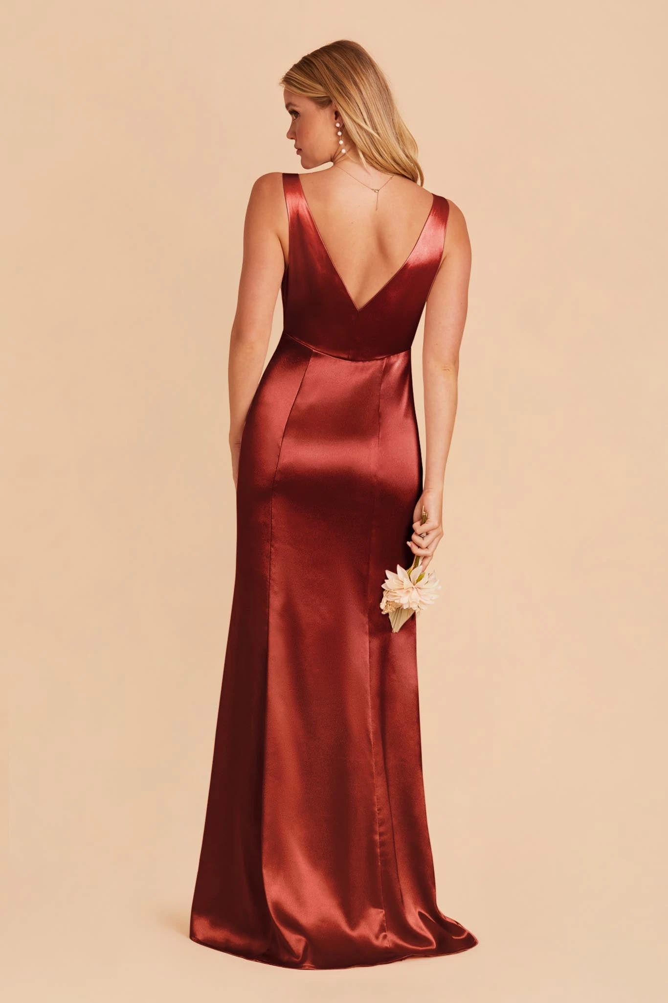 Gloria Shiny Satin Dress - Spice - Image 5