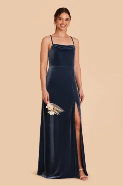 Ash Velvet Dress - Storm Blue
