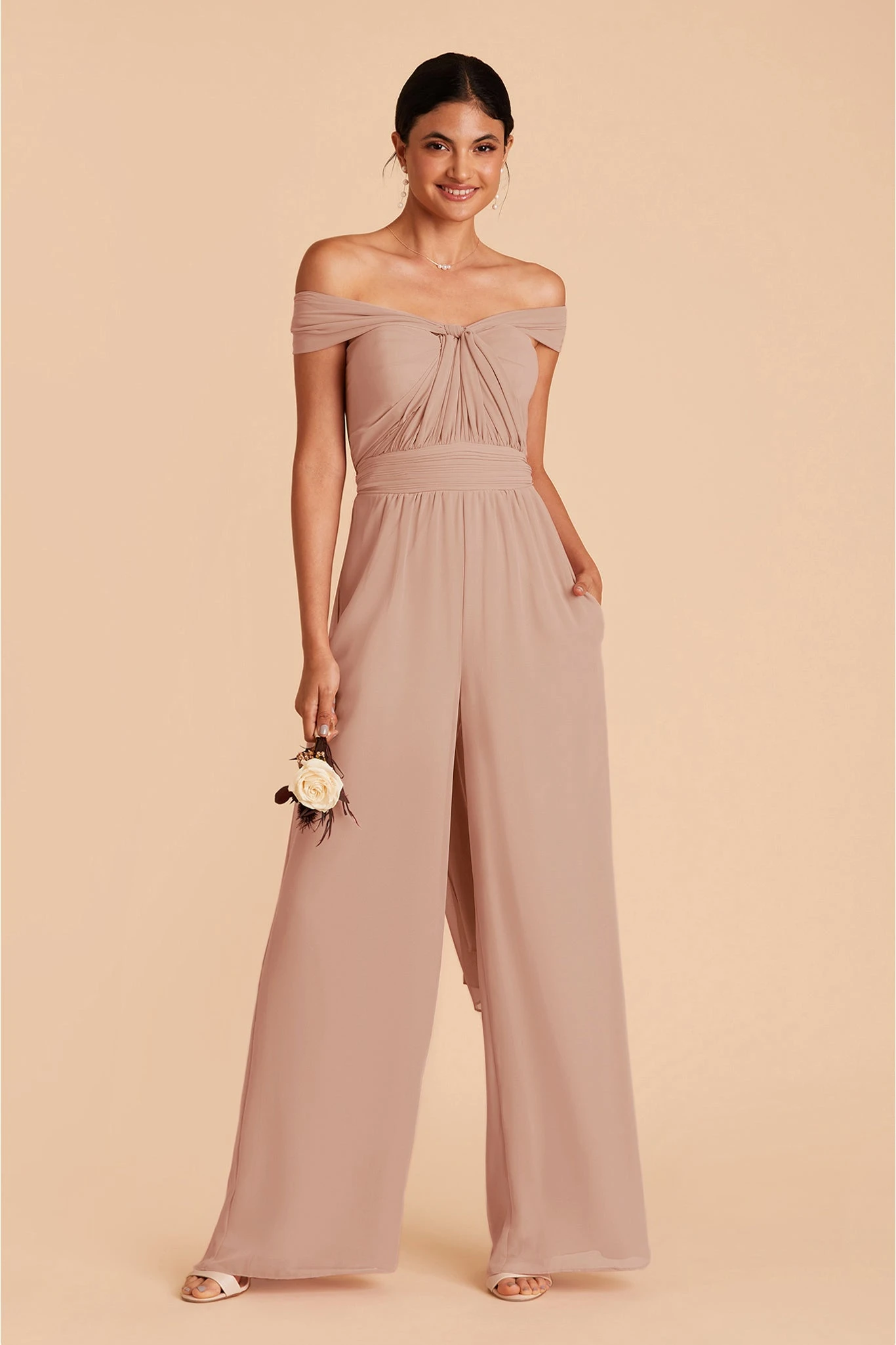 Gigi Convertible Jumpsuit - Taupe - Image 3