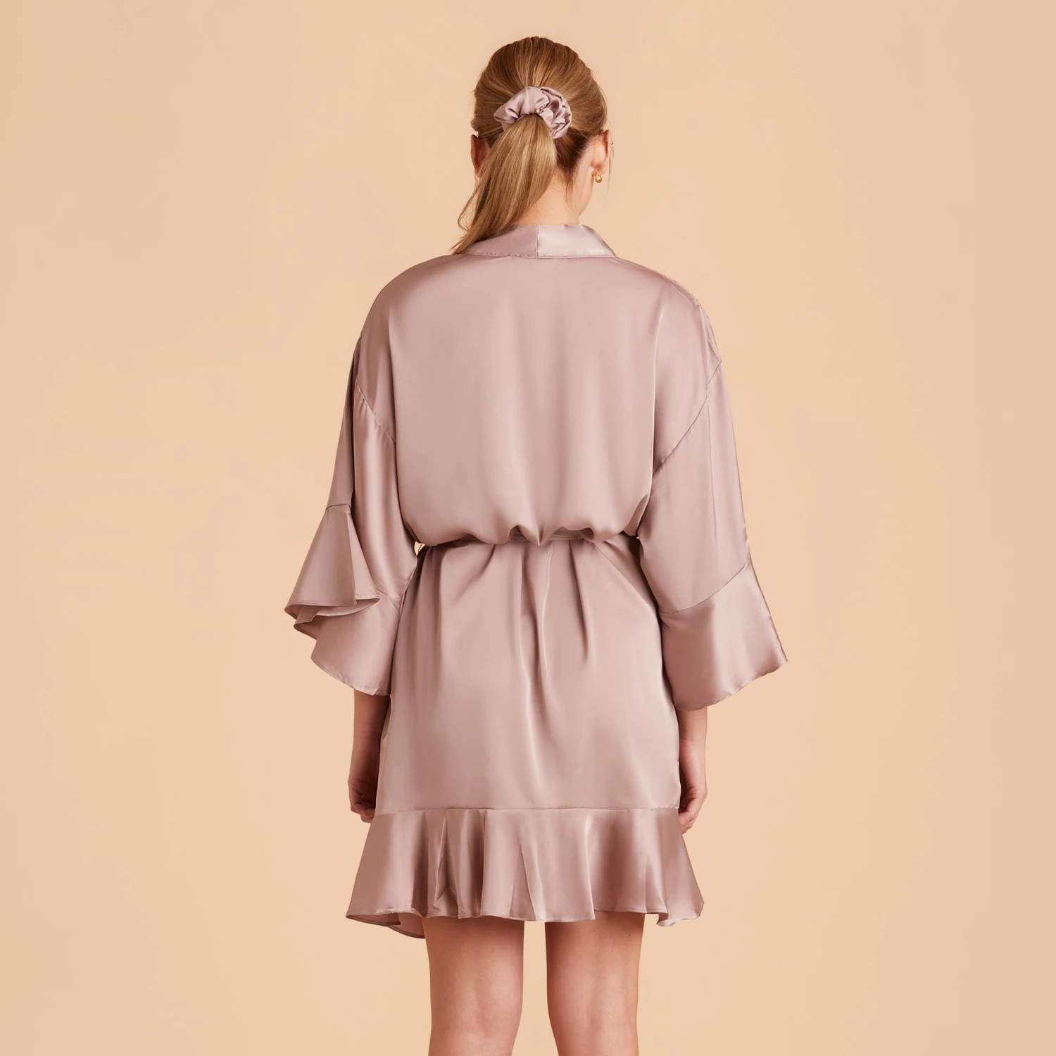 Kenny Ruffle Satin Robe - Mauve Taupe - Image 11