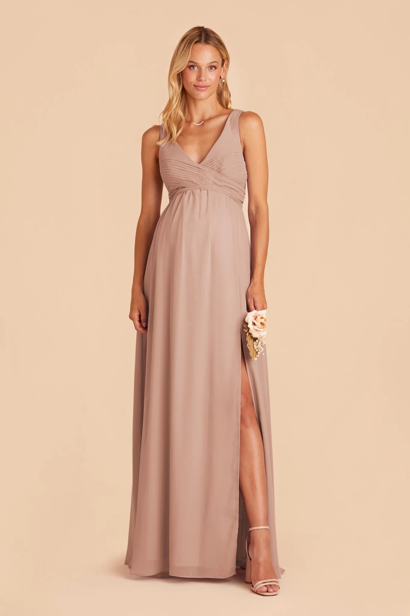 Laurie Empire Dress - Taupe - Image 2