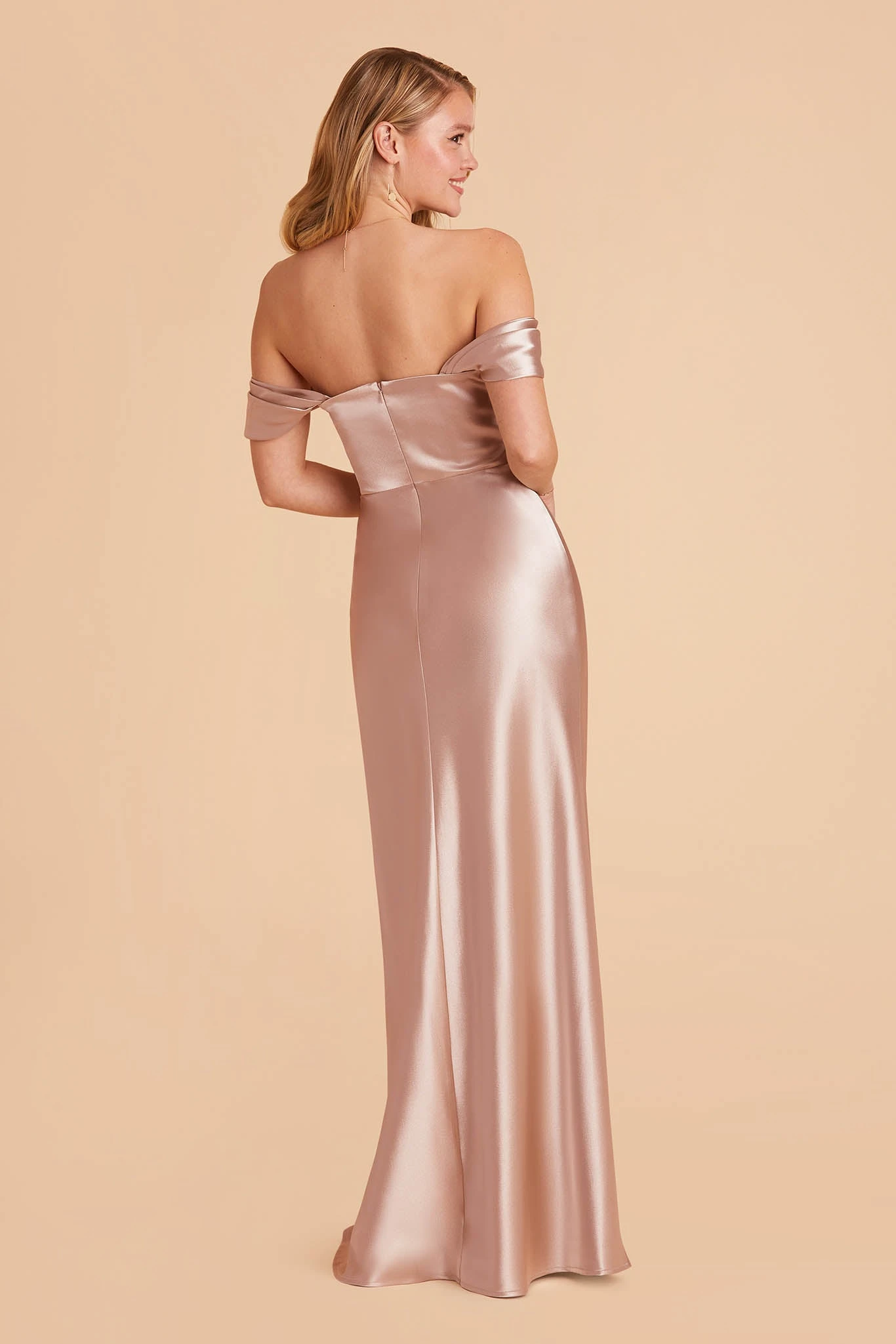 Mia Shiny Satin Convertible Dress - Taupe - Image 9