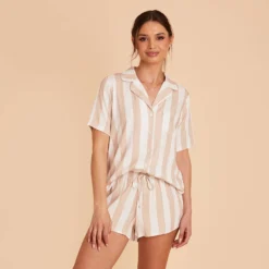 Eddie Pajama Set - Taupe Stripe